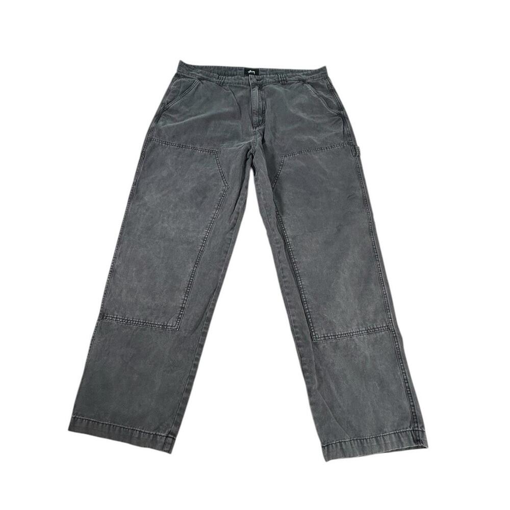 Vintage Stussy Pants Men 38 Workwear Carpenter Gray Double Knee 38x30